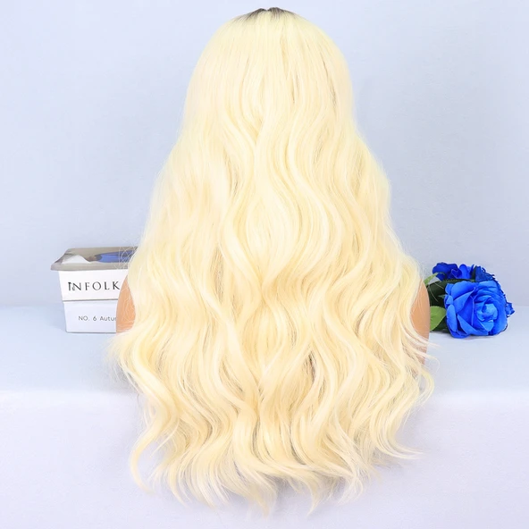 Kumral / Platin Ombreli Su Dalgalı Tül Peruk - Resim 4