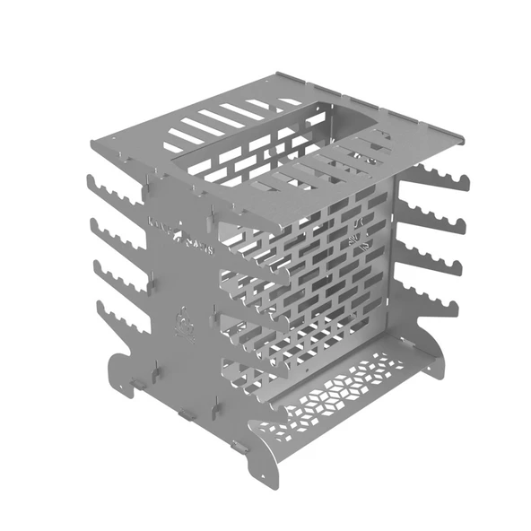 Kamp Ayısı® 2mm Galvaniz Metal GrillSpett™ Çift Taraflı Dikey Şiş Mangal Izgarası - 6 Şiş Hediyeli, Özel Taşıma Çantalı - 4