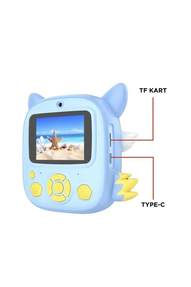 Torima CMR-20 Mavi Dijital Video Kayıt Fotoğraf Çocuk Kamerası Termal Resim Kağıt Baskılı Yazıcı - 2