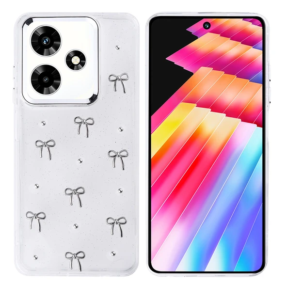 İnfinix Hot 30 Kılıf Airbag Tasarımlı Simli Şeffaf Kutup Kapak - Resim 2