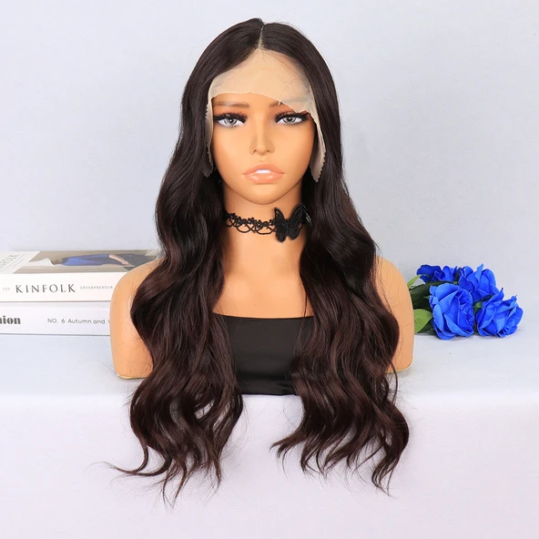 Kahverengi / Kızıl Kahve Ombreli Su Dalgalı Tül Peruk ürün görseli