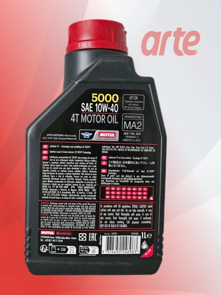 MOTUL 5000 10W-40 4t 1L Motosiklet Motor Yağı Güncel Ürün 3 Adet - 3