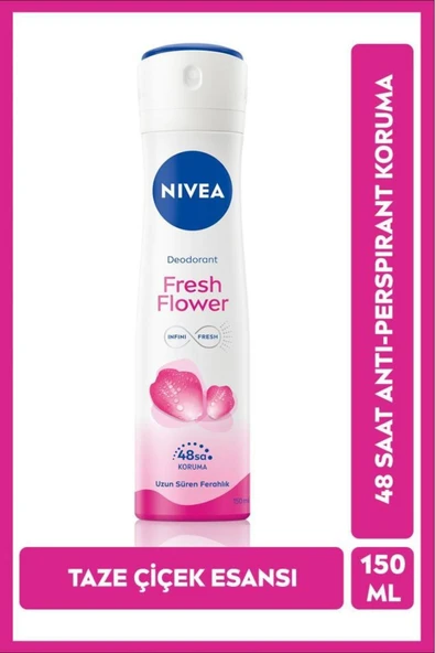 NIVEA Kadın Sprey Deodorant Fresh Flower 150ml, Ter Kokusuna Karşı 48 Saat Koruma, Ferah Çiçek Kokus