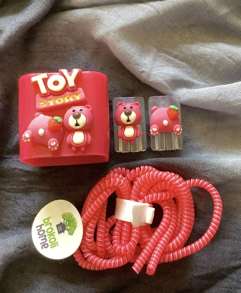 Brokoli Home iPhone 18W/20W Toy Desenli Uyumlu Şarj Kılıfı, Şarj Kablosu Örme Aparatı, Kablo Koruyucu Aparatı,k - 3