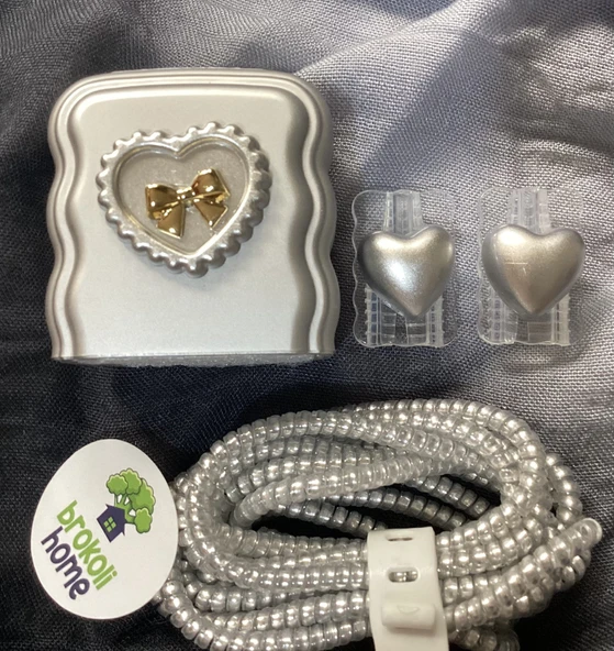 Brokoli Home iPhone 18W/20W Gümüş Kalp Uyumlu Şarj Kılıfı,Şarj Kablo Örme Aparatı, Kablo Koruyucu Aparatı,Gümüş - 3