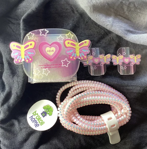 Brokoli Home iPhone 18W/20W Uyumlu Şarj Kılıfı, Şarj Örme Aparatı, Kablo Koruyucu Aparatı,Kelebek - 2