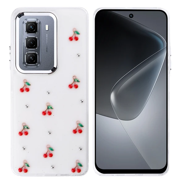 İnfinix Hot 50 4G Kılıf Airbag Tasarımlı Simli Şeffaf Kutup Kapak - 3