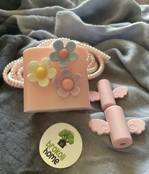 Brokoli Home iPhone 18W/20W Uyumlu Şarj Kılıfı, Şarj  Örme Aparatı, Kablo Koruyucu Aparatı,Çiçekk - 2