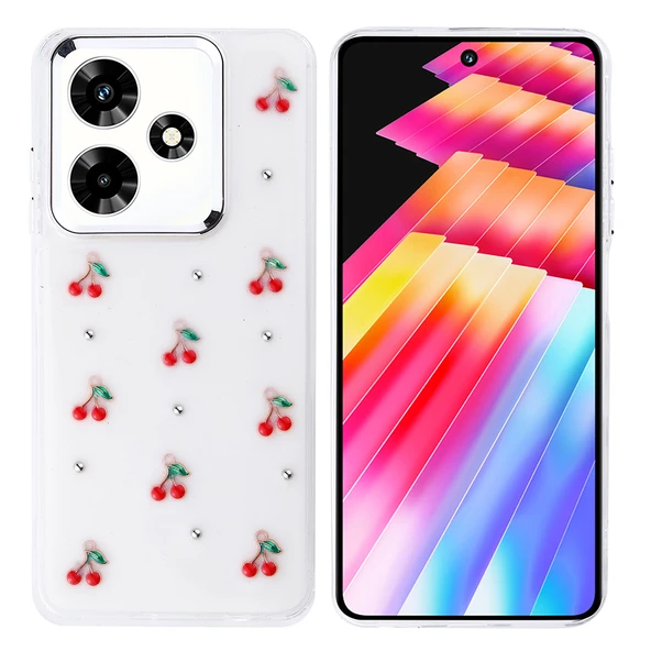 İnfinix Hot 30 Kılıf Airbag Tasarımlı Simli Şeffaf Kutup Kapak - Resim 5