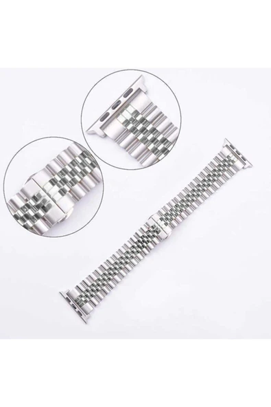Watch 2 3 4 5 6 Uyumlu Kordon Ayarlanabilir Dayanıklı Metal Gövde 42-44mm Gümüş - 2