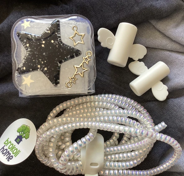 Brokoli Home iPhone 18W/20W Uyumlu Şarj Kılıfı, Şarj Örme Aparatı, Kablo Koruyucu Aparatı,Yıldız - 2