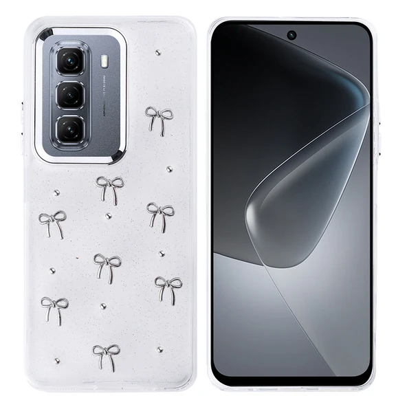 İnfinix Hot 50 4G Kılıf Airbag Tasarımlı Simli Şeffaf Kutup Kapak - 2