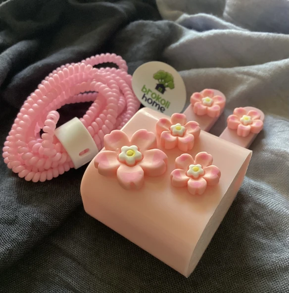 Brokoli Home iPhone 18W/20W Uyumlu Şarj Kılıfı,Şarj Kablo Örme Aparatı, Kablo Koruyucu Aparatı,çiçek - 2