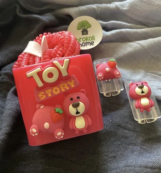 Brokoli Home iPhone 18W/20W Toy Desenli Uyumlu Şarj Kılıfı, Şarj Kablosu Örme Aparatı, Kablo Koruyucu Aparatı,k