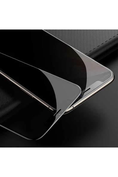 iPhone 12 Uyumlu 9D Privacy Hayalet Tam Kaplayan Kırılmaz Cam Ekran Koruyucu - Resim 2