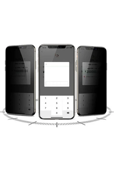 iPhone 12 Uyumlu 9D Privacy Hayalet Tam Kaplayan Kırılmaz Cam Ekran Koruyucu - Resim 3