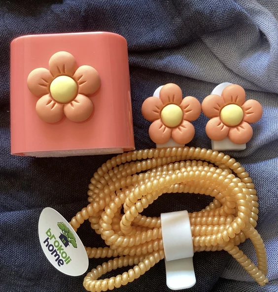 Brokoli Home iPhone 18W/20W Uyumlu Şarj Kılıfı, Şarj Örme Aparatı, Kablo Koruyucu Aparatı,T.Çiçek - 2