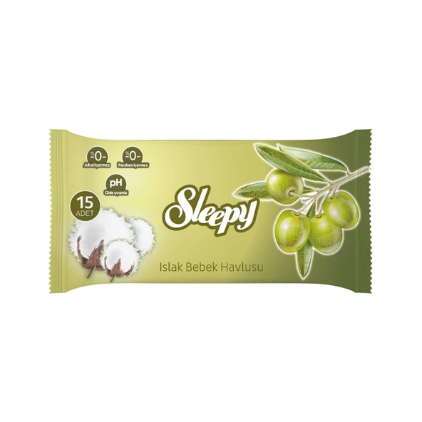 Sleepy Doğal Zeytinyağlı Islak Cep Mendili 3 x 15'li
