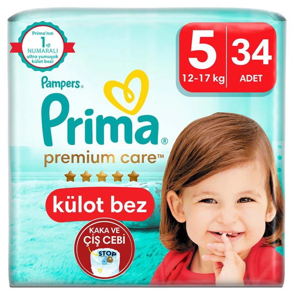 Prima Külot Bebek Bezi Premium Care 5 Numara 34'lü 12-17 kg