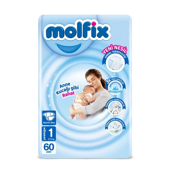 Molfix Avantajlı Paket 1 Beden Yenidoğan 2-5 Kg 60'lı
