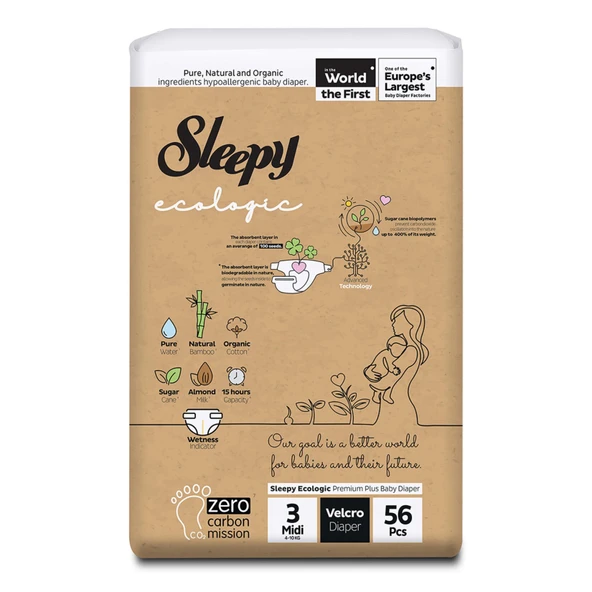 Sleepy Ecologıc Bebek Bezı 3 Beden Mıdı 4-10 Kg 56'Lı
