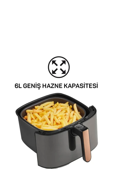 Arzum AR2074-B Airtasty XL Yağsız Fitöz Airfryer, 6 Litre Kapasite - 4
