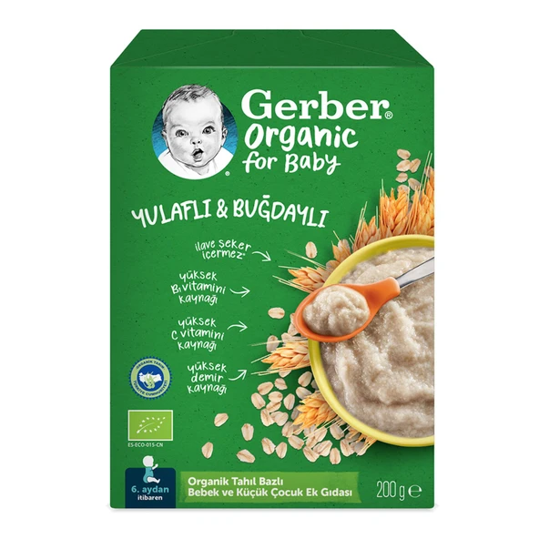 Gerber Organik Yulaflı ve Buğdaylı Kaşık Maması 200 G