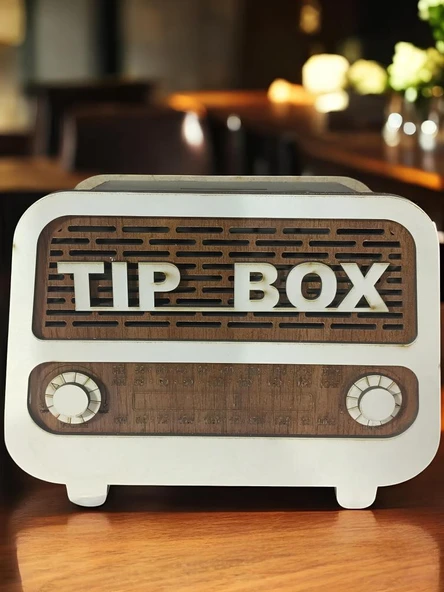 Nostaljik Hoparlör Görünümlü Ahşap Kumbara Tipbox Tip Box