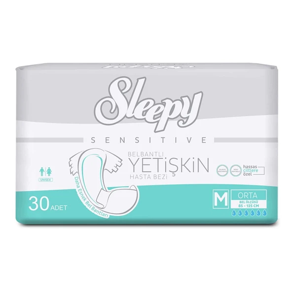 Sleepy Sensitive Belbantlı Yetişkin Hasta Bezi Medium 30'lu