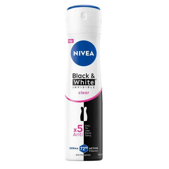 NIVEA Kadın Sprey Deodorant Black&White Clear 72 Saat Anti-perspirant 150ml