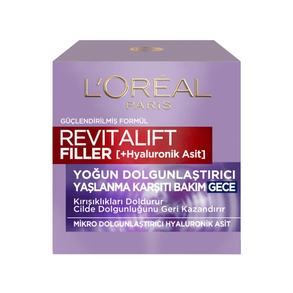 L'Oréal Paris Revitalift Filler Yoğun Dolgunlaştırıcı Yaşlanma Karşıtı Gece Kremi Hyaluronik Asit