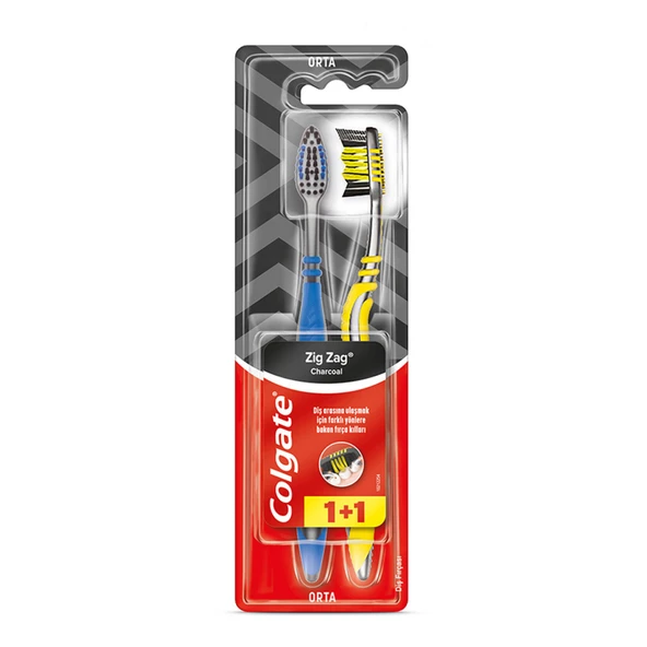 Colgate Zig Zag Charcoal Orta Diş Fırçası 1+1