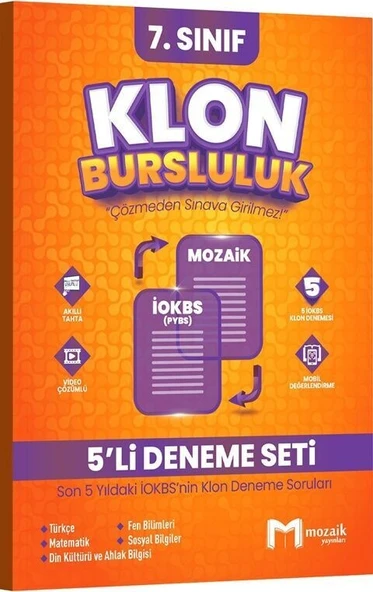 7. Sınıf Klon 5 li Deneme Seti Mozaik Yayınları