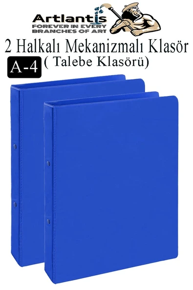 Mavi 2 Halkalı Klasör 2 Adet A4 PVC Öğrenci ve Ofis Tipi Evrak Sunum Talebe Büro Klasörü İç Cepli Otomatik Mekanizmalı