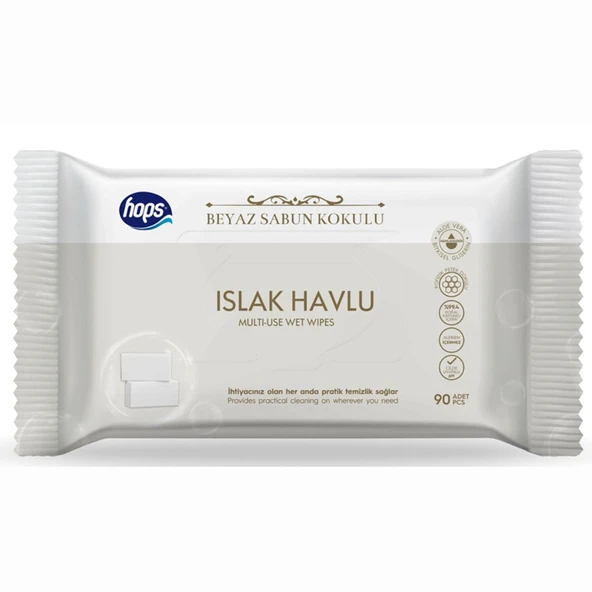 Hops Beyaz Sabun Kokulu Islak Havlu 90'lı