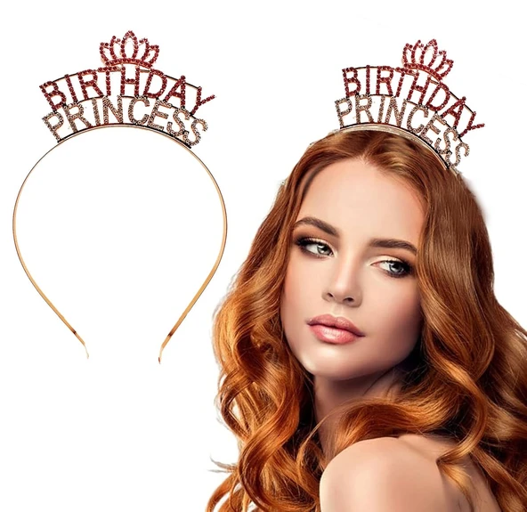 Birthday Princess Kristal Taç - Rose Gold Kaplama