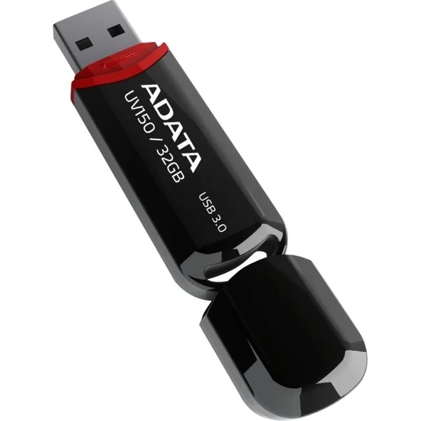 ADATA UV150 32GB USB 3.0 Snap-on Cap Flash Bellek 32 GB Siyah