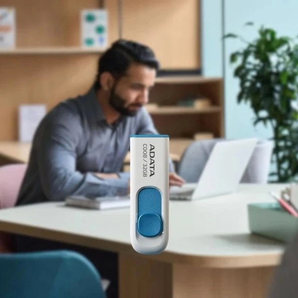 ADATA C008 32GB USB 2.0 Geri Çekilebilir Kapaksız Flash Sürücü - 50'li Paket - 8