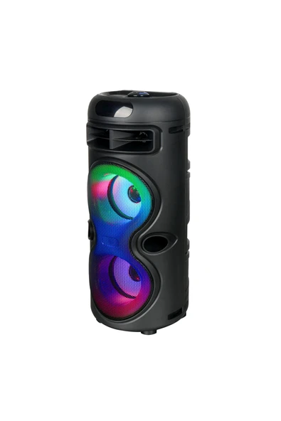 Dijital LED Göstergeli Radyolu Mikrofonlu RGB TWS Çift 4 inç Stereo Bass Kablosuz Karaoke Hoparlör - Resim 3