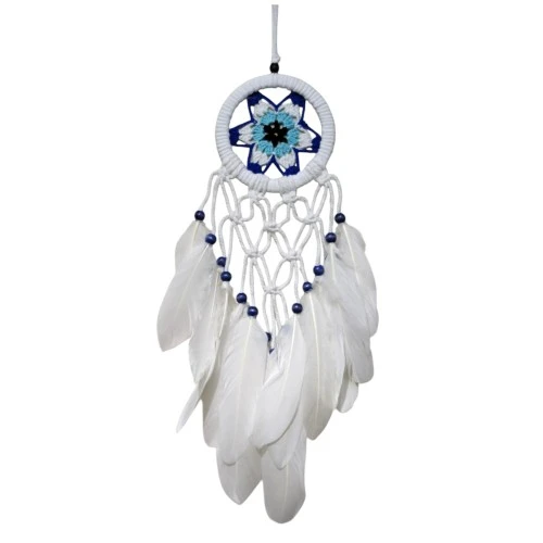 Yıldız Motifli Kuş Tüylü Makrome Duvar Süsü - Resim 4