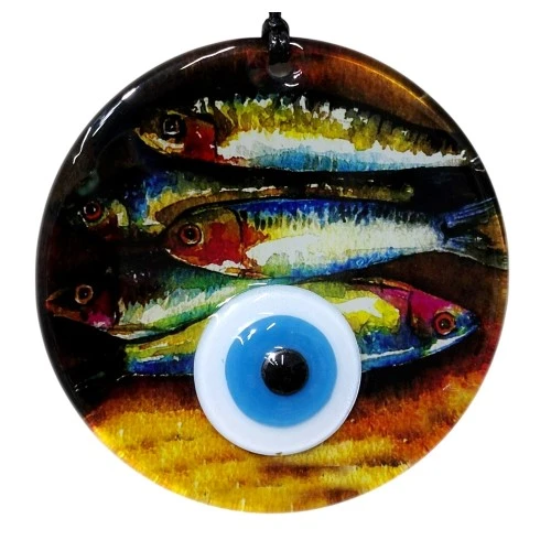 Balık Desenli 12 Cm Füzyon Cam Duvar Süsü ürün görseli 1