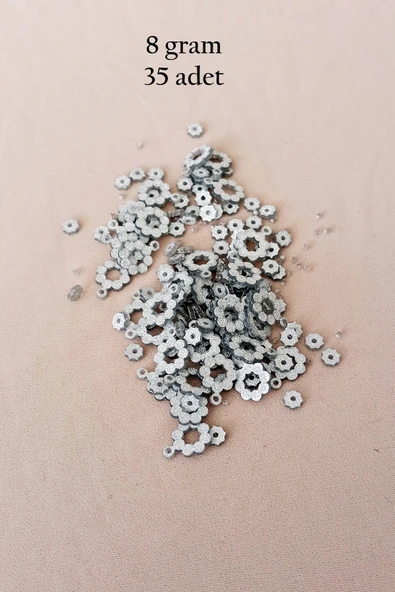 Oya Abiye Bileklik Kolye Pleksi Metalik Plastik Pul Gümüş Renk 8 gram 35 adet - BNC501 ürün görseli