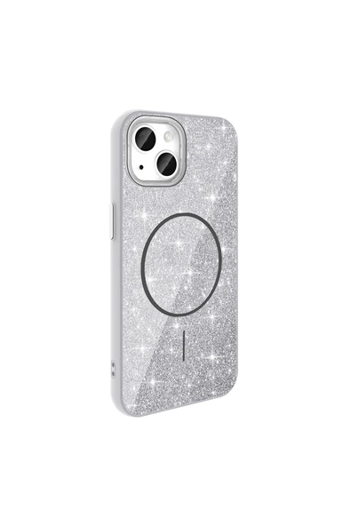 Apple iPhone 11 Kılıf Magsafe Şarj Özellikli Parlayan Simli Kapak (OKSO) - Resim 4