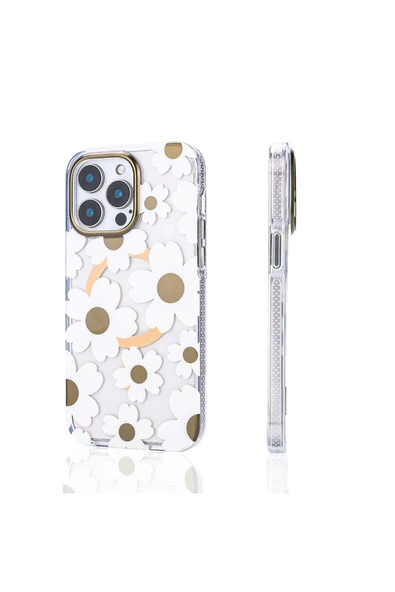 Apple iPhone 16 Pro Kılıf Magsafe Şarj Özellikli Papatya Desenli Tasarımlı Kapak (Papat) - Resim 5