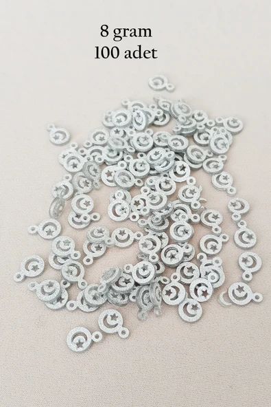 Oya Abiye Bileklik Kolye Pleksi Metalik Plastik Pul Gümüş Renk 8 gram 100 adet - BNC516 ürün görseli