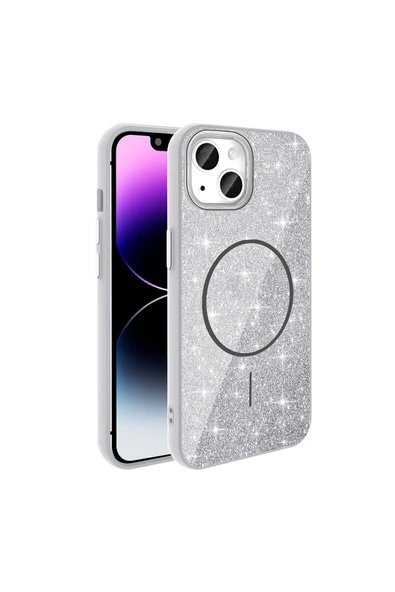 Apple iPhone 11 Kılıf Magsafe Şarj Özellikli Parlayan Simli Kapak (OKSO) - Resim 2