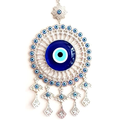 Yuvarlak Nikel Zamak Kaplamalı Nazar Boncuğu Duvar Süsü ürün görseli 1