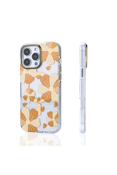 Apple iPhone 16 Pro Kılıf Magsafe Şarj Özellikli Papatya Desenli Tasarımlı Kapak (Papat) - Resim 3