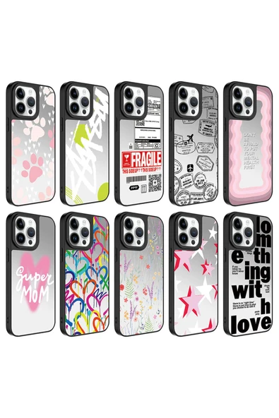 Apple Iphone 14 Pro Max Aynalı Desenli Kamera Korumalı Parlak Heptekiletişim Mirror Kılıf-love - Resim 2