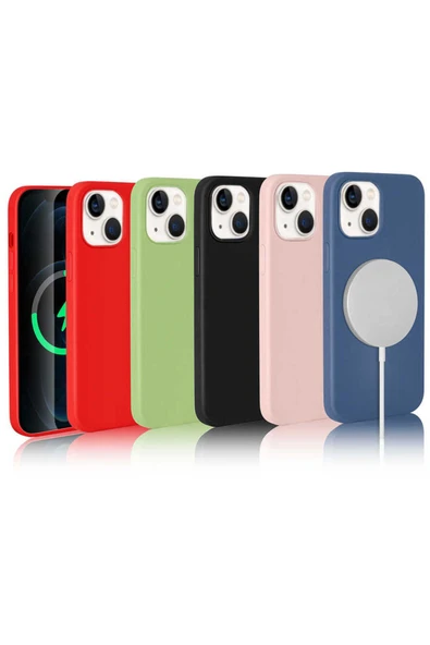 Iphone 13 Kılıf Wireless Tacsafe Şarj Destekli Kapak (SİLKSAFE) - 5